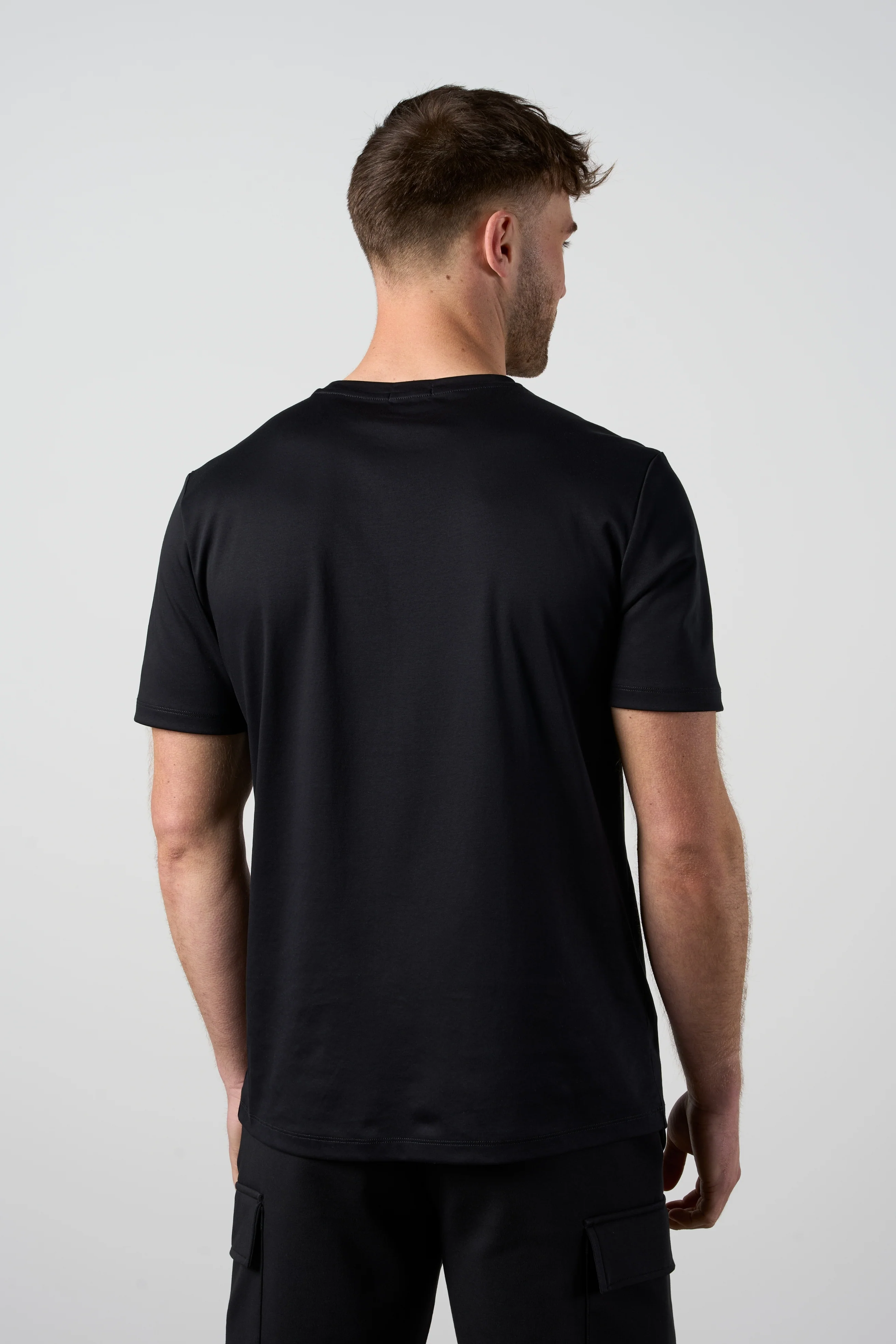 Mercerised Cotton T-shirt Black - Image 3