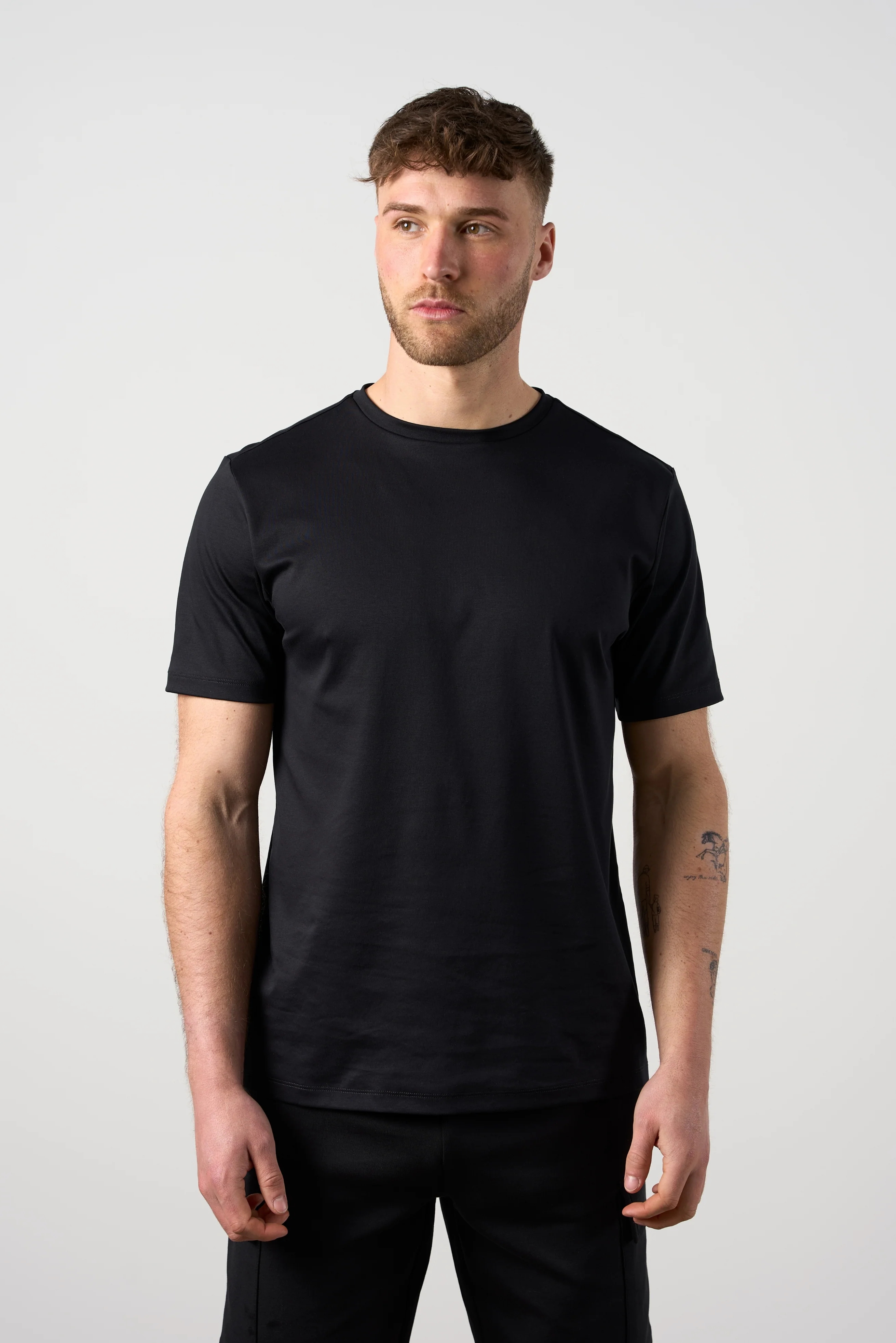 Mercerised Cotton T-shirt Black - Image 4