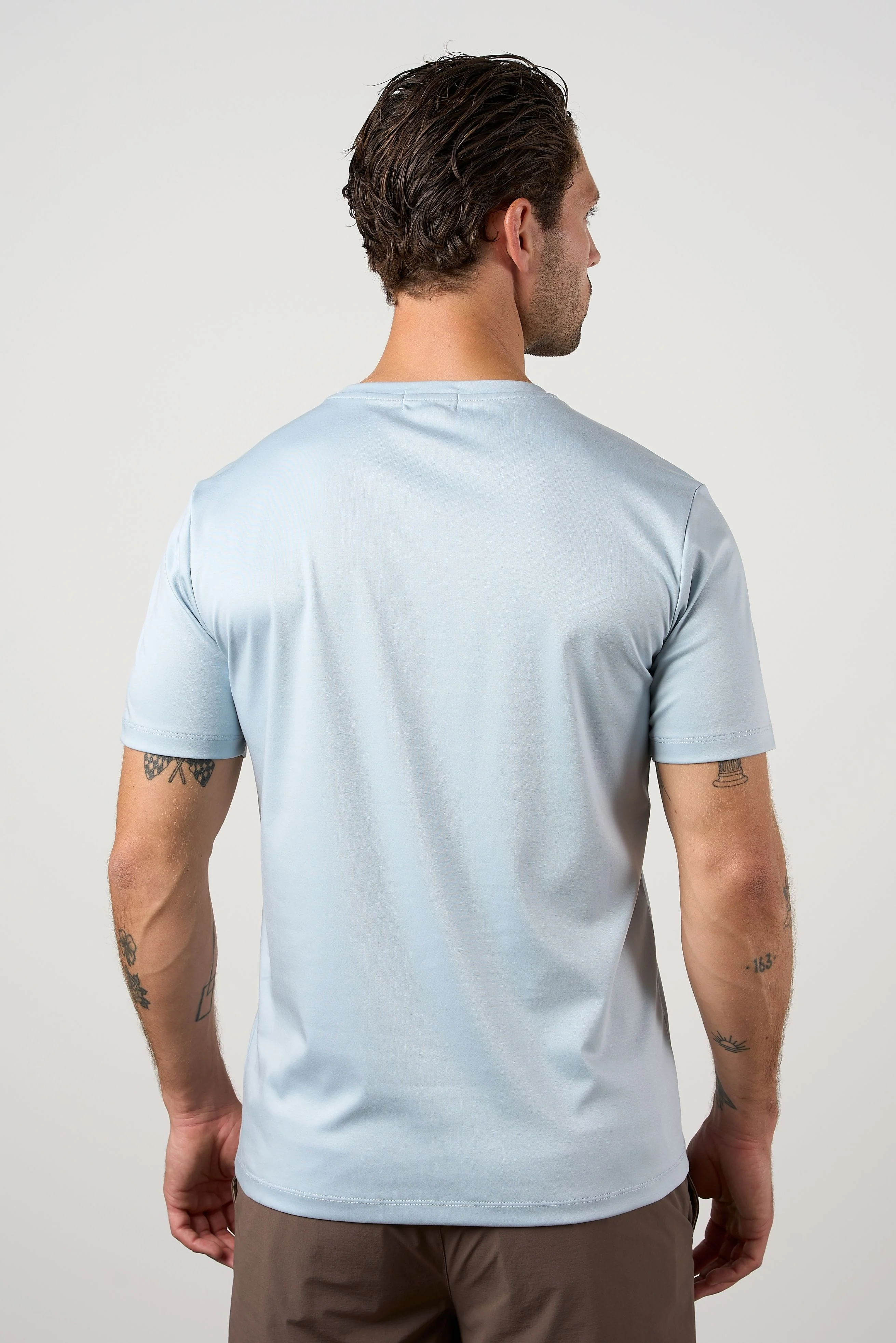 Mercerised Cotton T-shirt Light Blue - Image 3