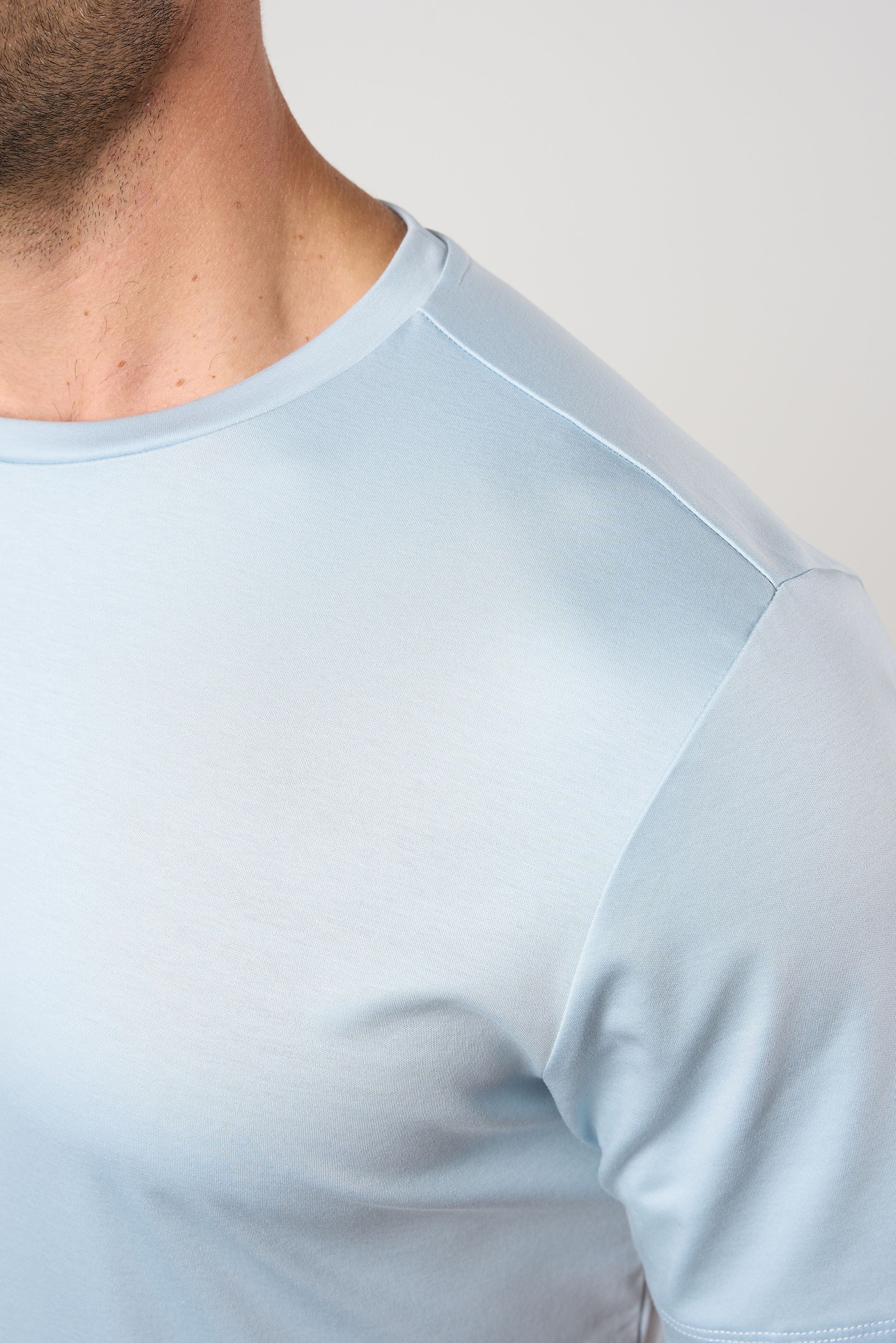Mercerised Cotton T-shirt Light Blue - Image 5