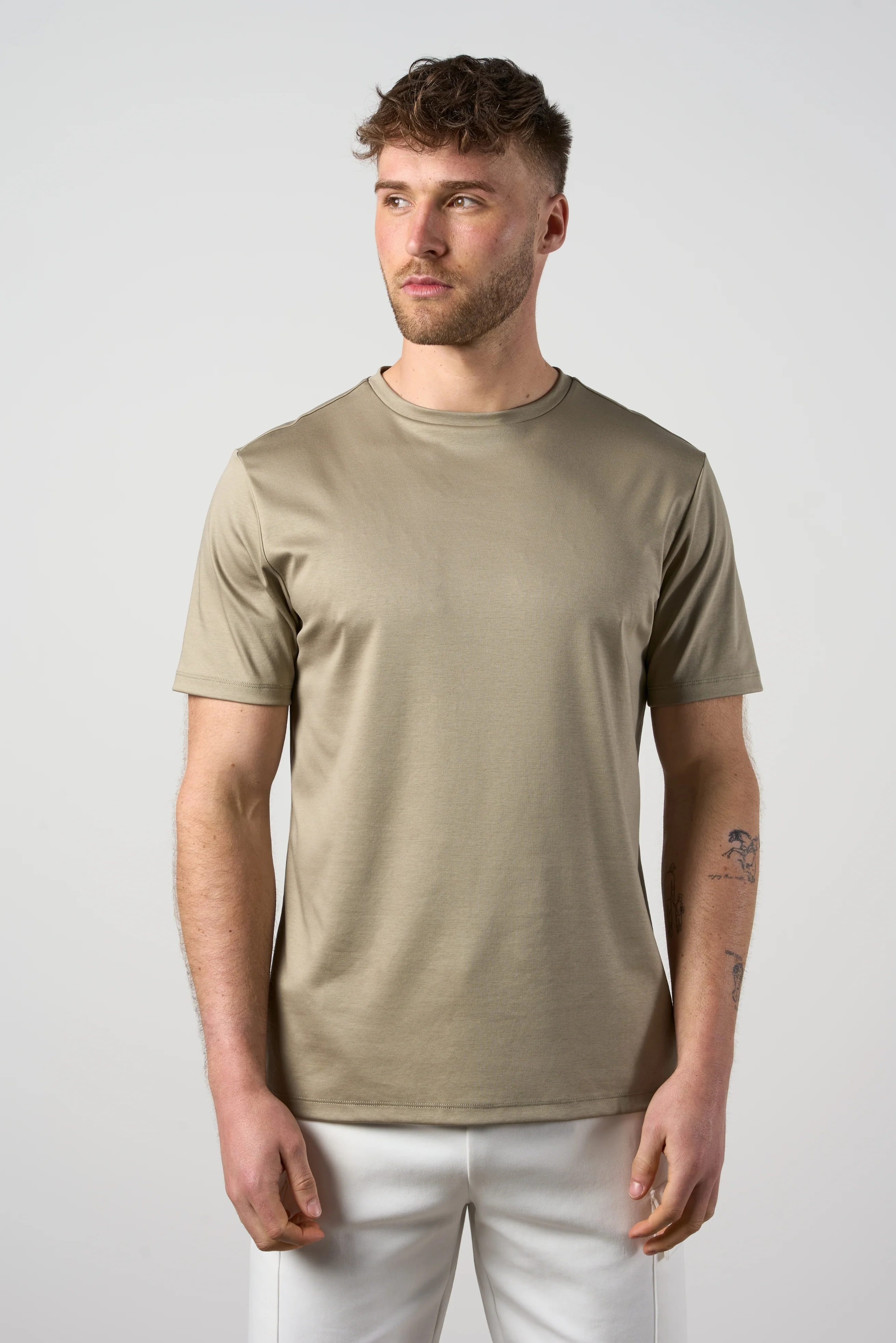 Mercerised Cotton T-shirt Sage - Image 4