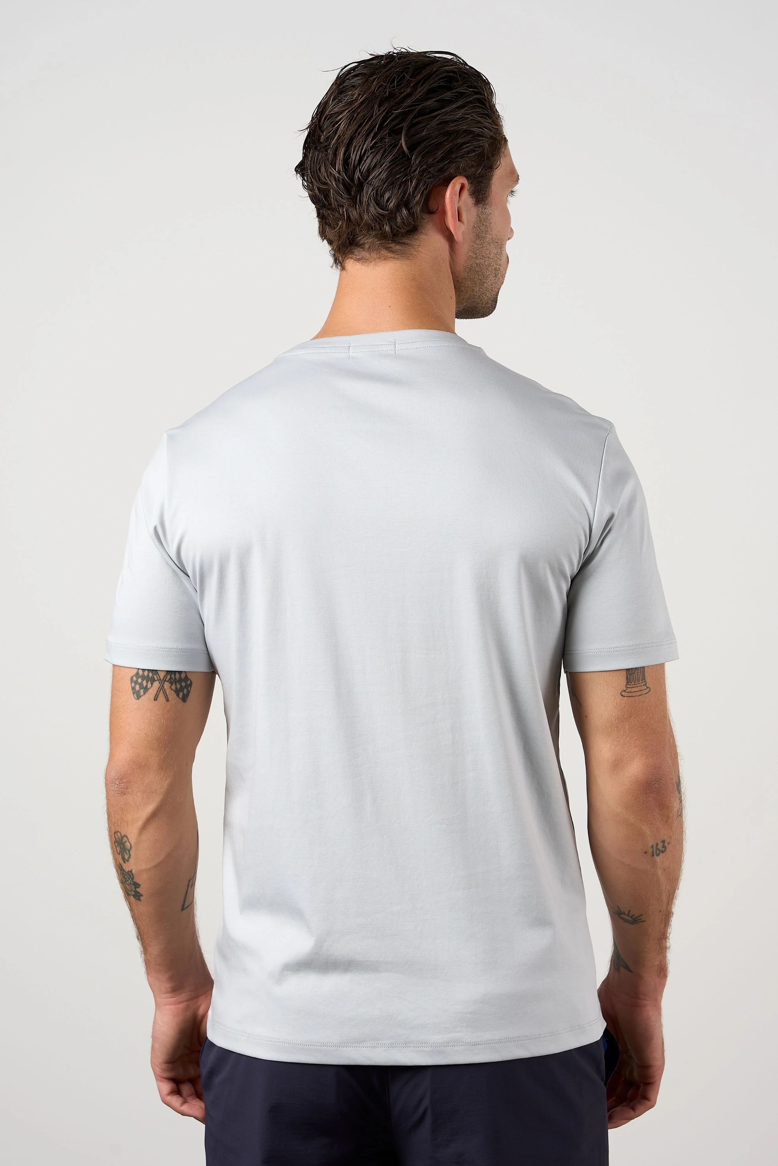 Mercerised Cotton T-shirt Silver Grey - Image 3