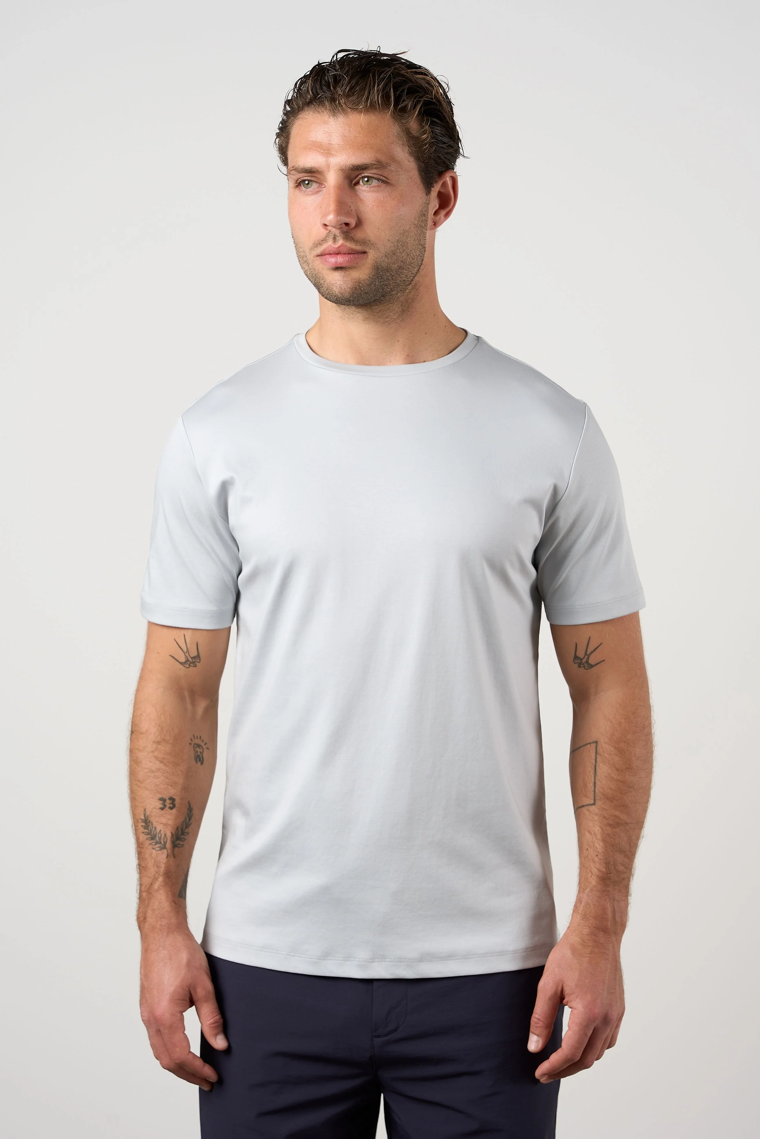 Mercerised Cotton T-shirt Silver Grey - Image 4