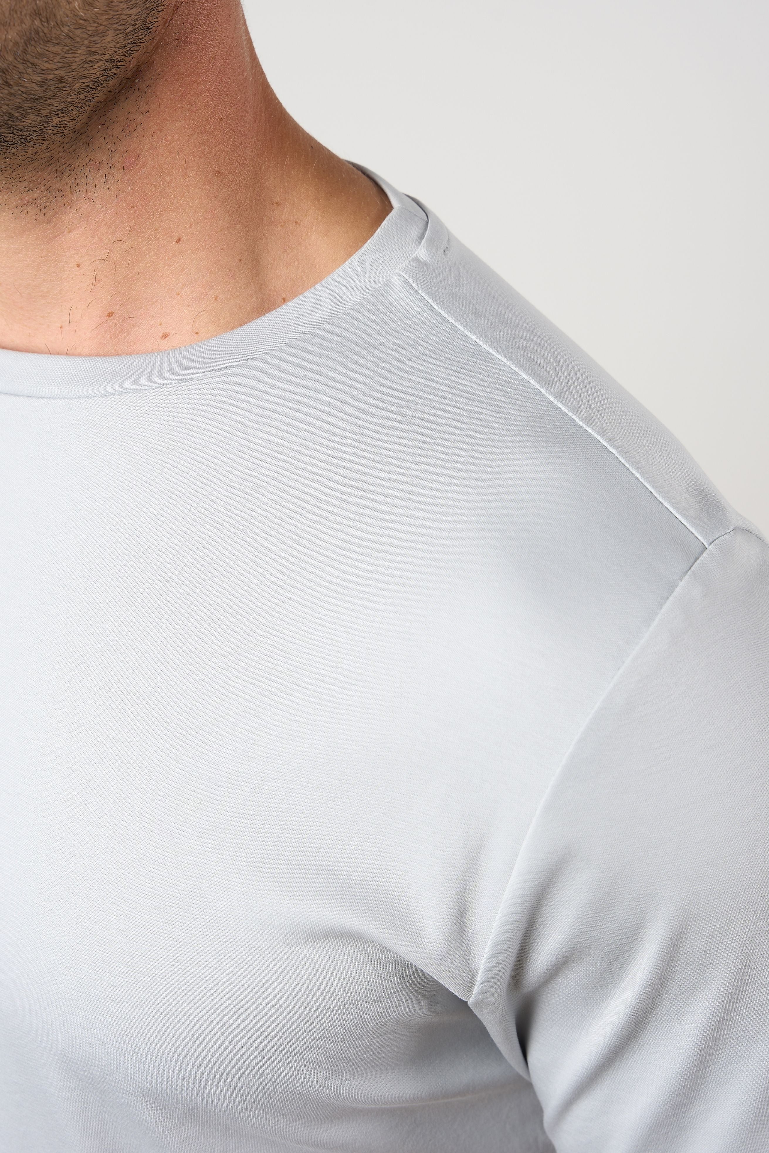 Mercerised Cotton T-shirt Silver Grey - Image 5