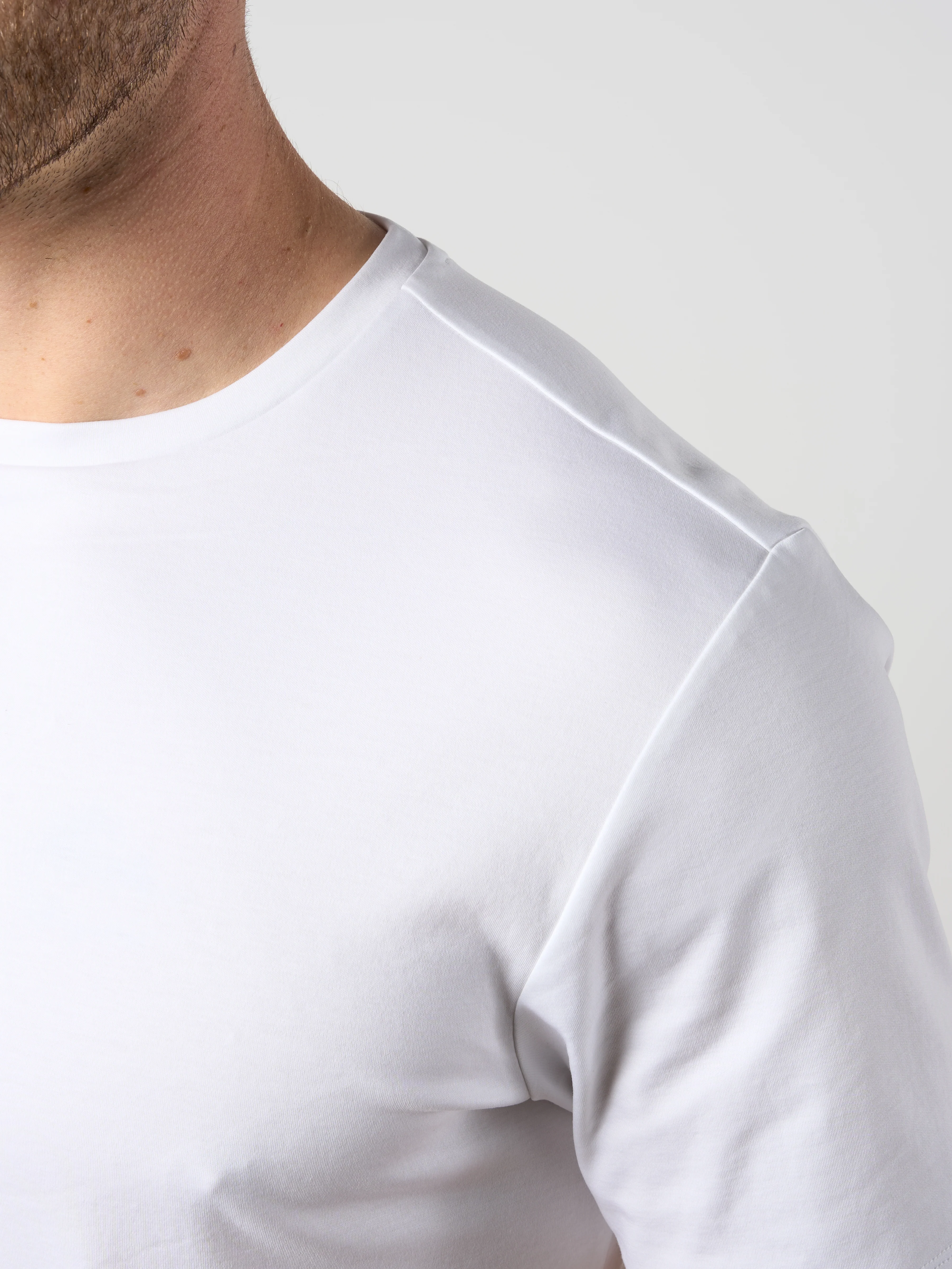 Mercerised Cotton T-shirt White - Image 5