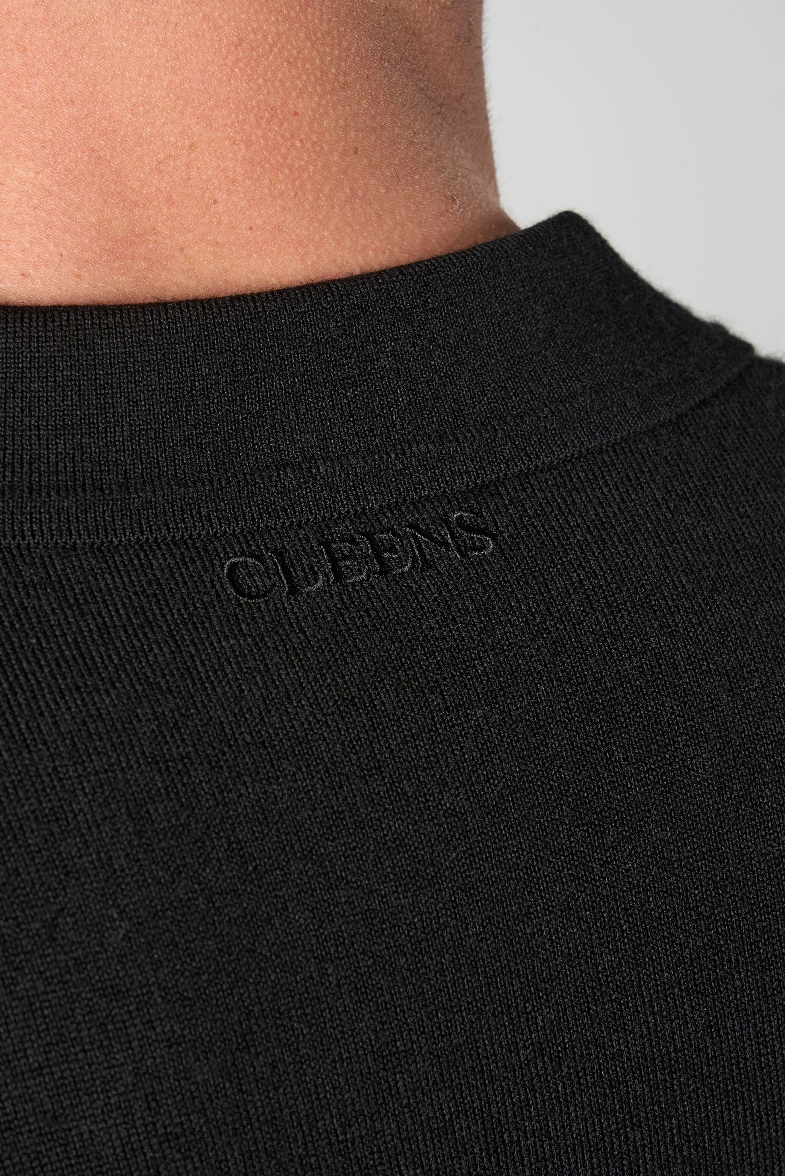 Merino Wool Button Polo Shirt Black - Image 4
