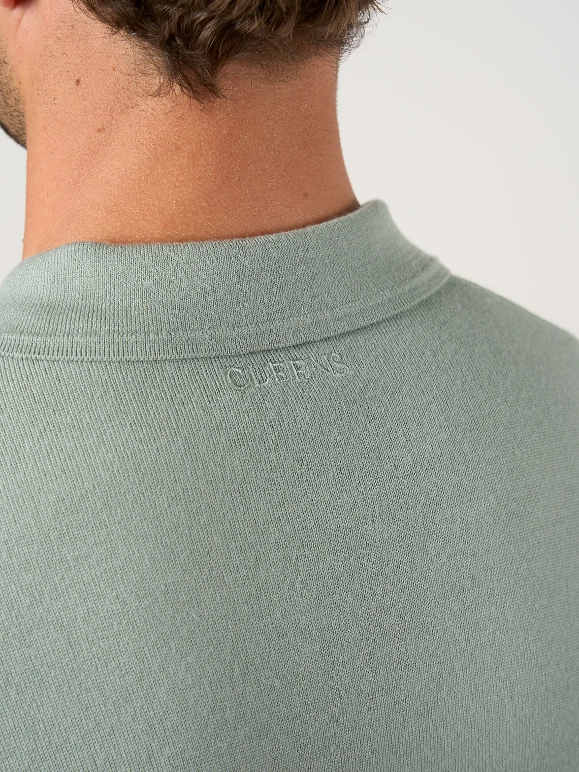 Merino Wool Button Polo Shirt Pistachio - Image 4