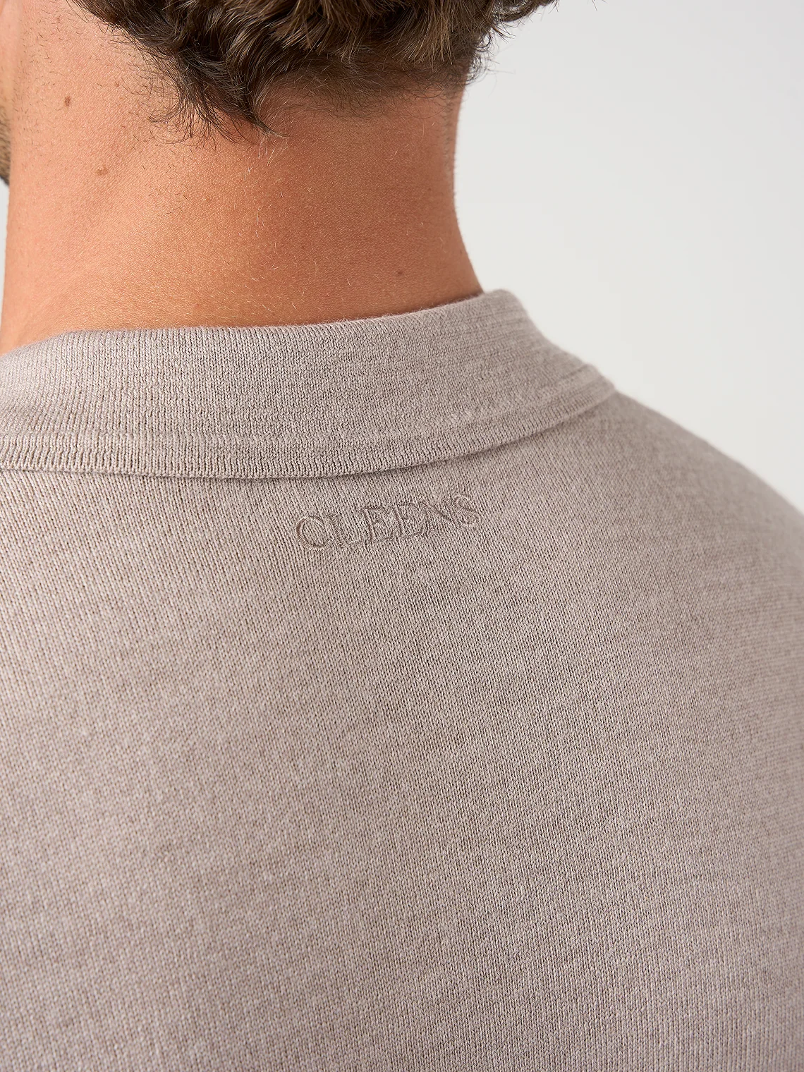Merino Wool Button Polo Shirt Warm Wheat Marl - Image 3