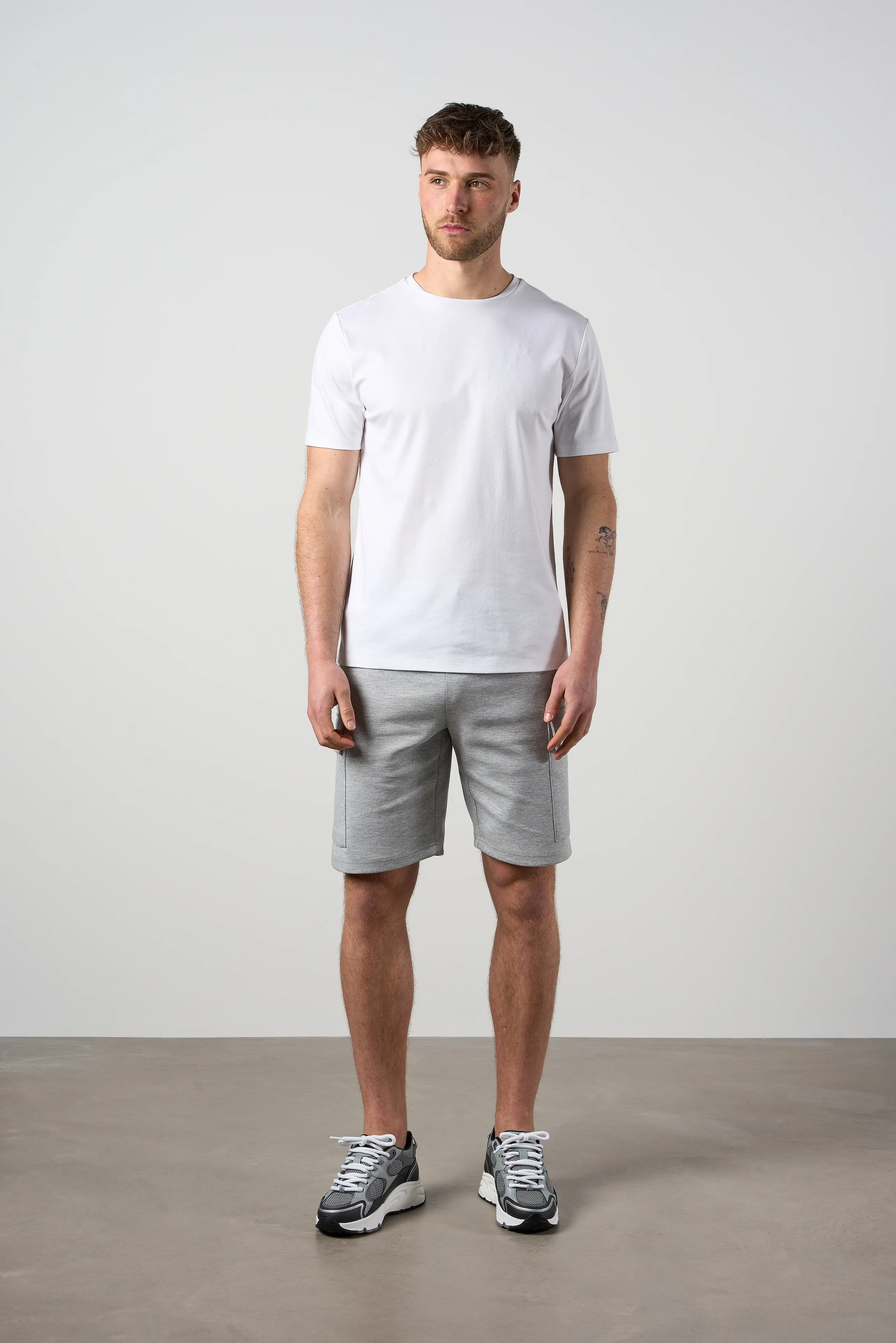 Tech Interlock Shorts Grey Heather - Image 2