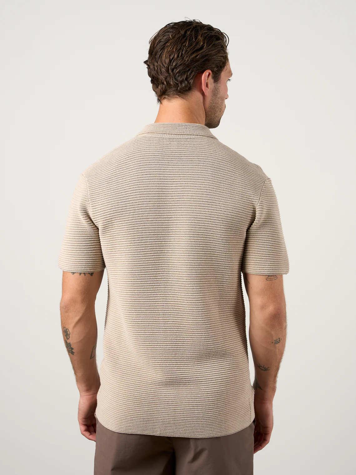 Textured Button Through Shirt Camel - Image 3