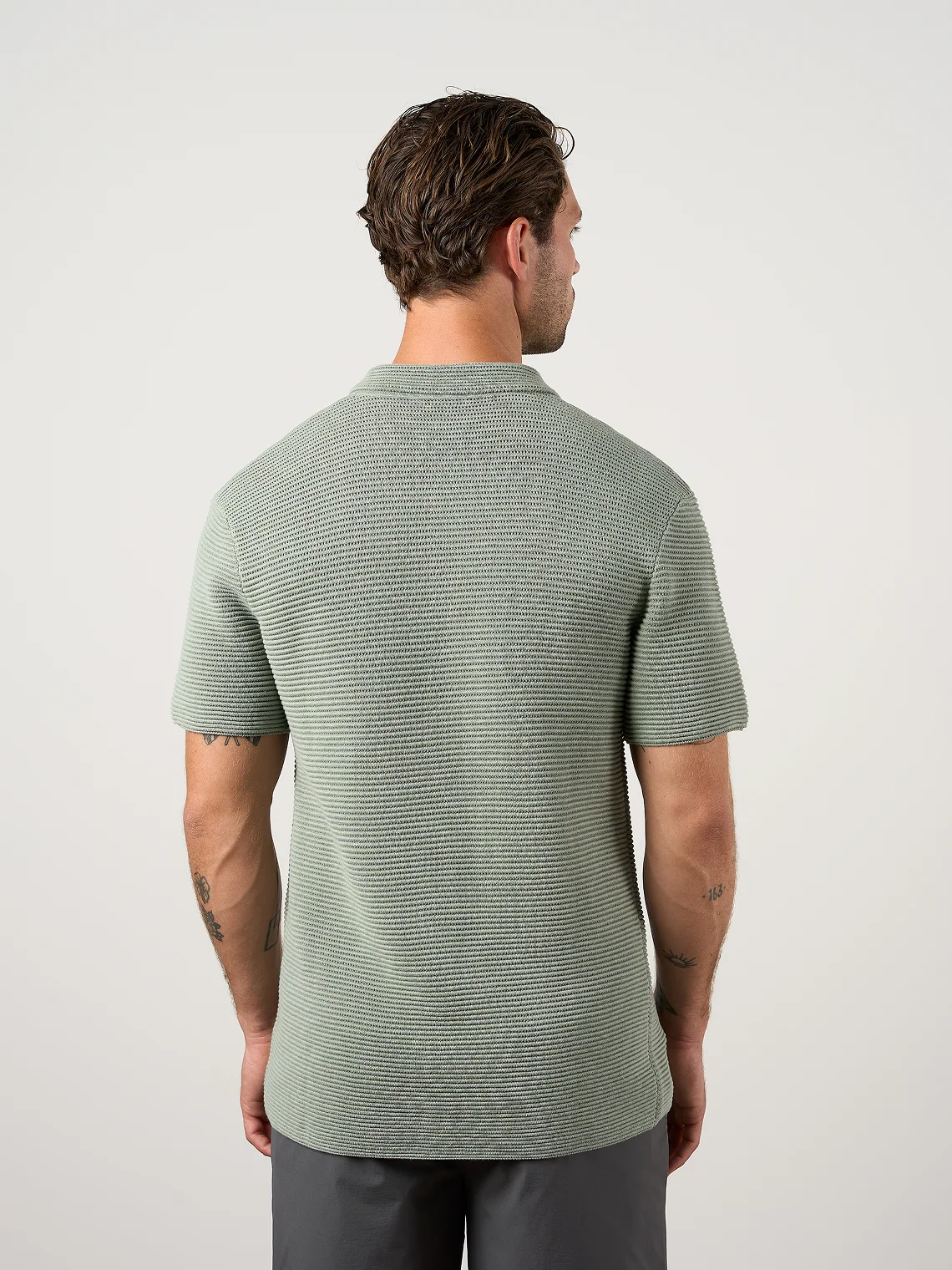 Textured Button Through Shirt Sage - Image 3