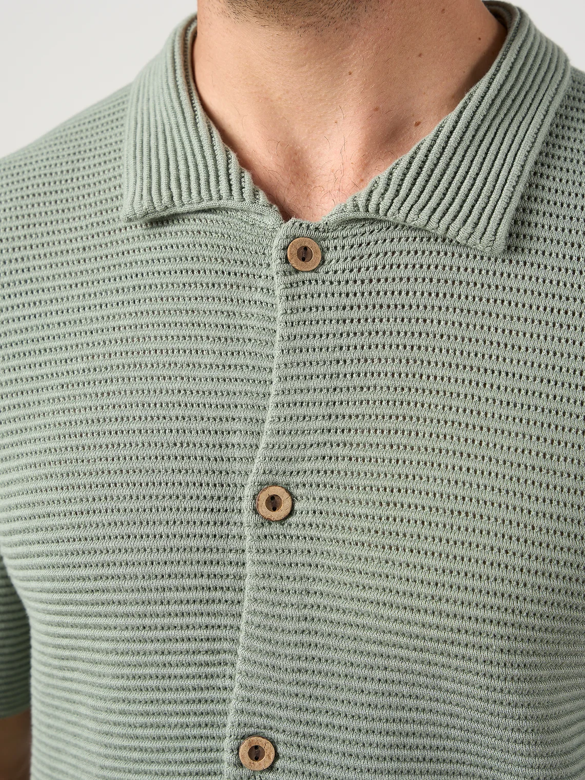 Textured Button Through Shirt Sage - Image 4