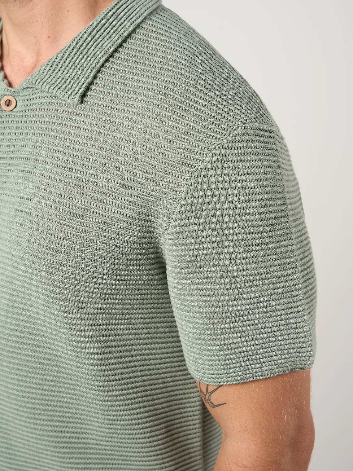 Textured Button Through Shirt Sage - Image 5